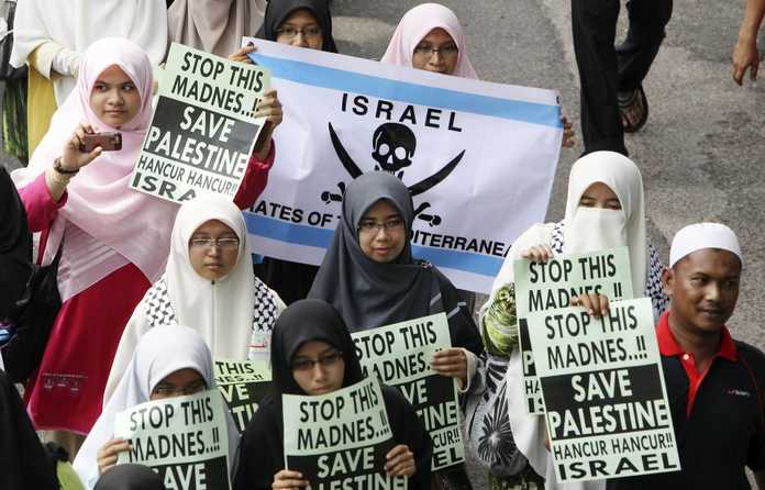馬來西亞手持反對以色列的標語