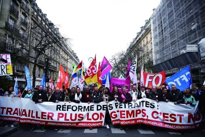 法國第10波反退休改革罷工遊行現場（法新社圖）