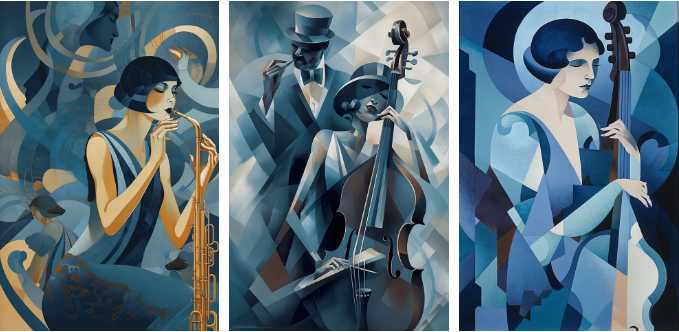 爵士樂演奏，藝術，褪色的藍色