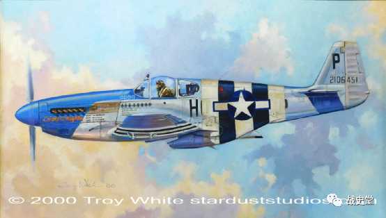 普雷迪的P-51B-10（42-106451），注意這個B型是類似「噴火」的氣泡式座艙在1944年6