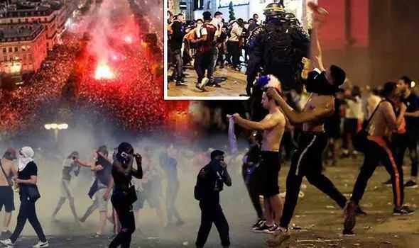 圖為法國隊獲得世界盃冠軍後的巴黎騷亂，本應是舉國歡慶的慶典，背後卻也有一種「革命」的影子