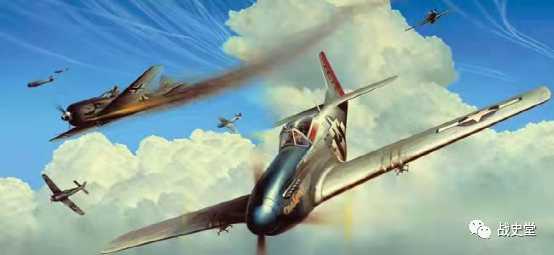 普雷迪在護航作戰中擊落了一架Fw-190，德軍飛行員準備跳傘逃生在1944年末的戰鬥中，他把座機的方