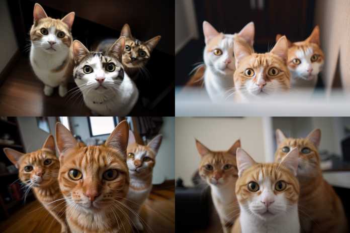 三隻貓看著POV鏡頭
